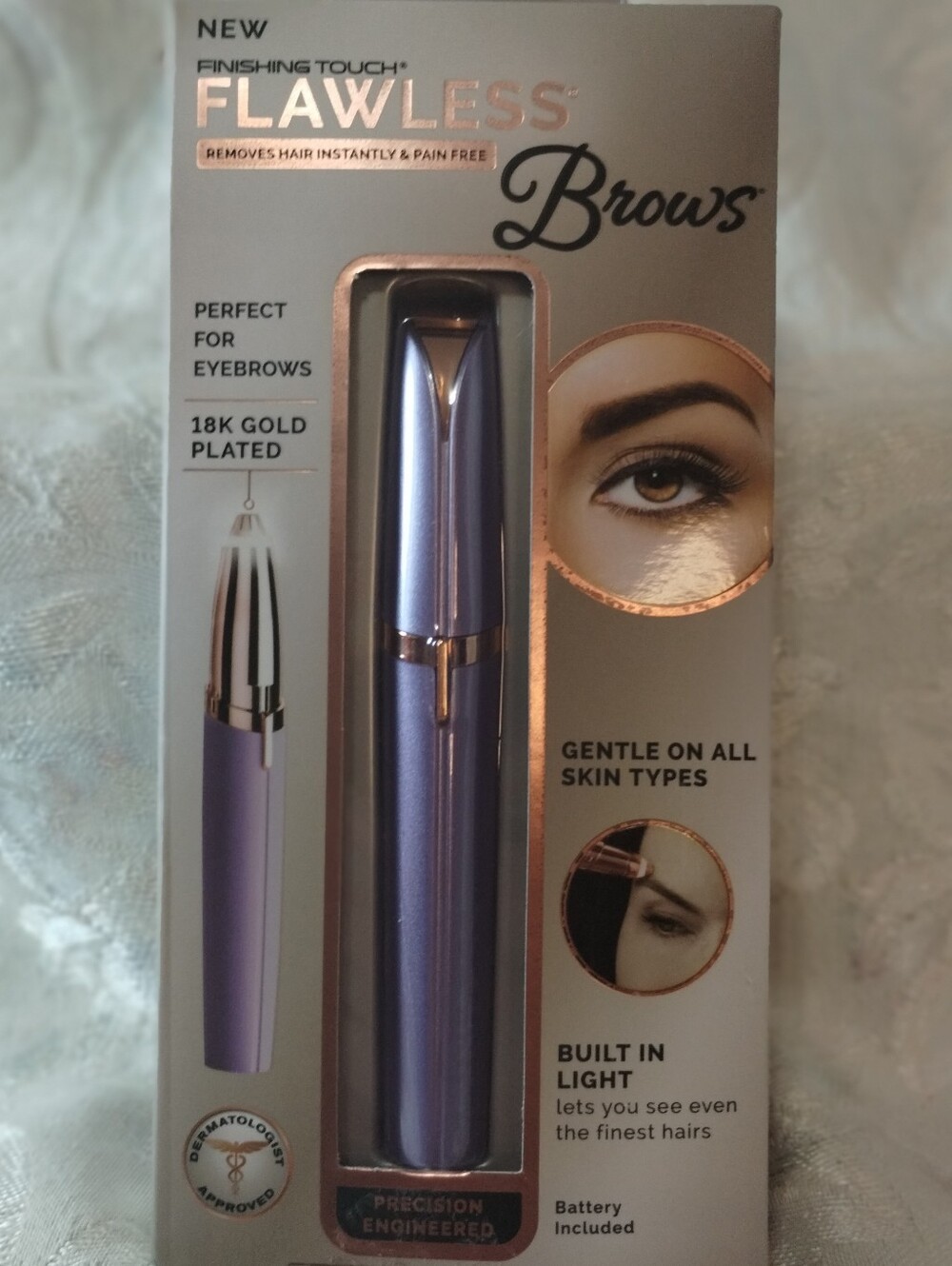 Finishing Touch Flawless Brows  18K Gold Plated Hair Remover Purple NEW All Skin